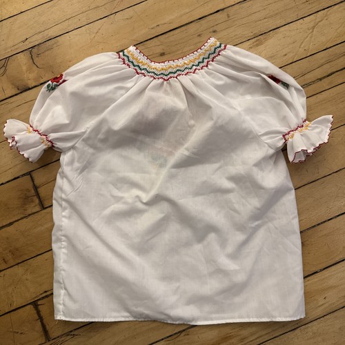 Hungarian Embroidered Baby Toddler Girls Blouse Shirt Cotton Handmade Floral 2 - Picture 4 of 5