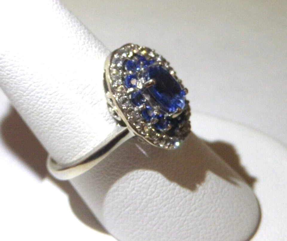 RING Kyanite White Zircon Ring Sterling Silver Rhodium Overlay, Size 8 - Image 3 of 4