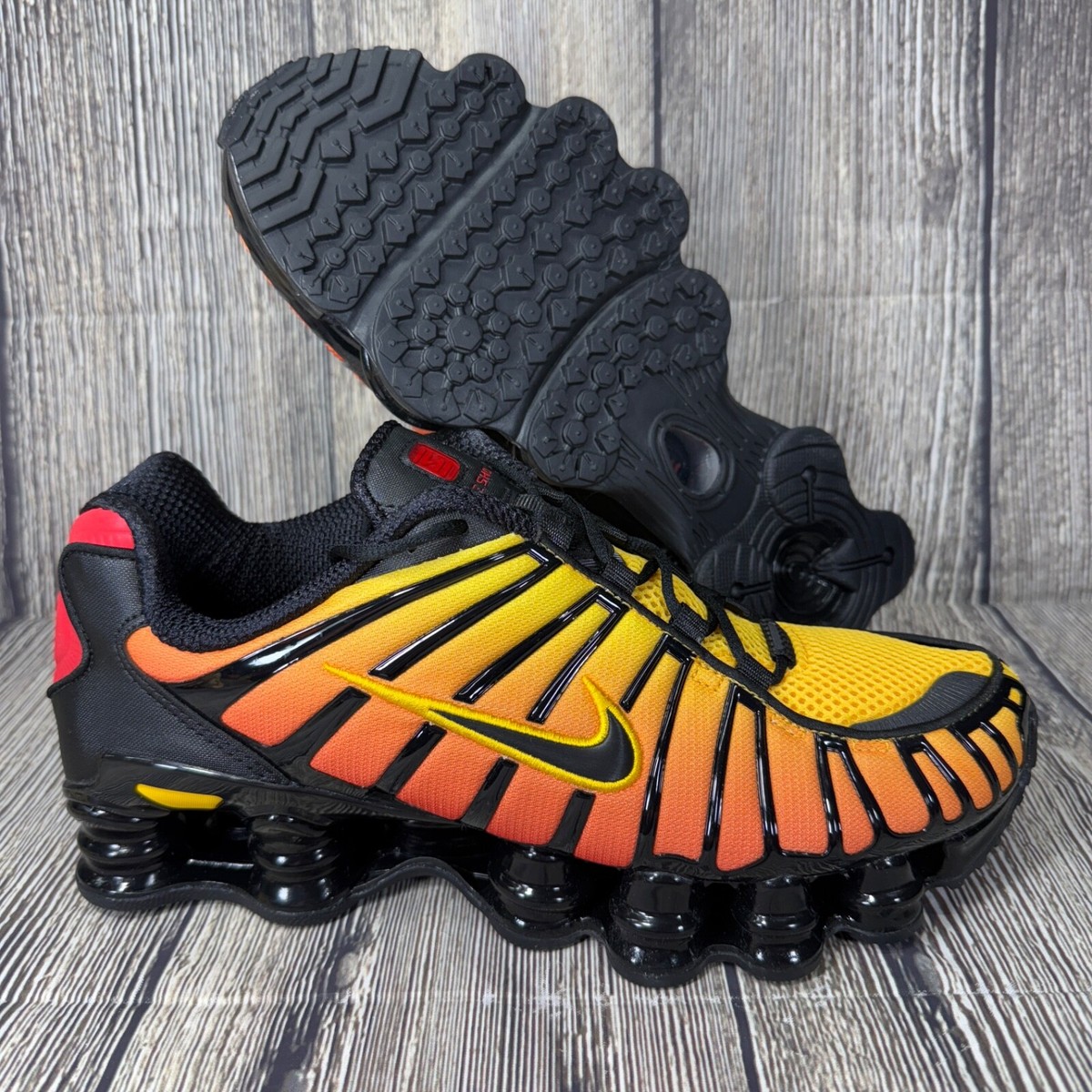 nike shox tl black red orange