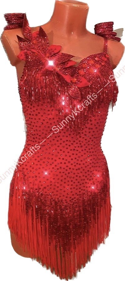 jz Handmade Women Samba Ballroom Swing Salsa Rumba Latin Dance Dress ...