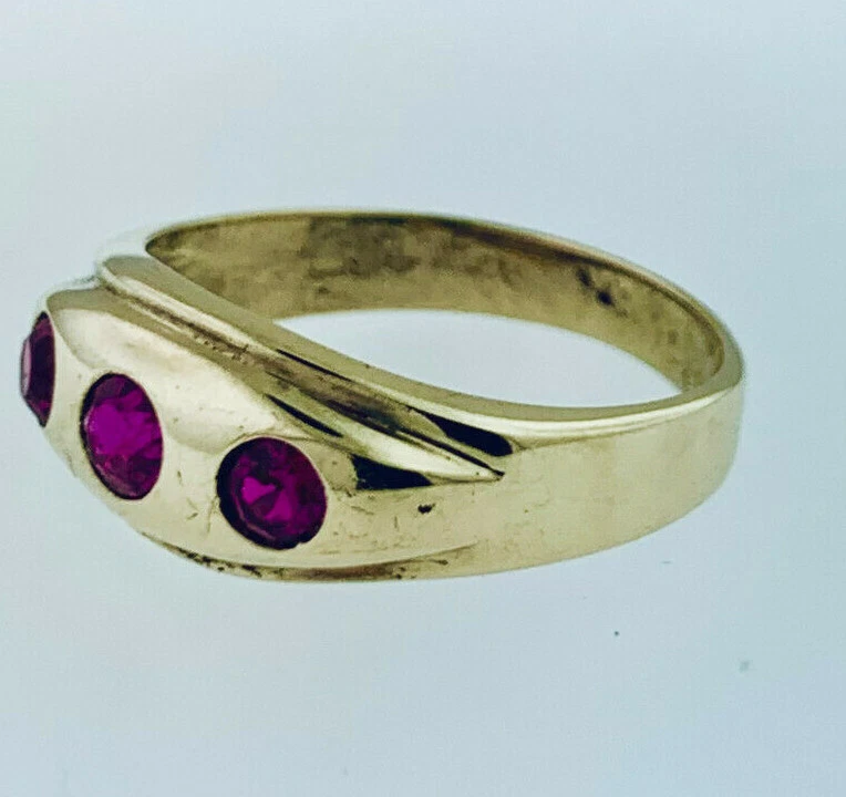 ANILLO DOMO MODERNO ORO AMARILLO 10K PIEDRA ROSA Foto 2 de 4