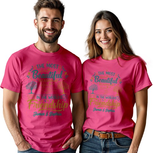 T-Shirt Personalizzata Uomo Donna Bella Relazione Best Friends Day #BFD - Foto 17 di 29
