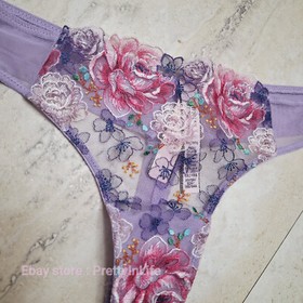 Victoria's Secret Angels embroideried Cheekini thong Vstring 5Z5A floral peony