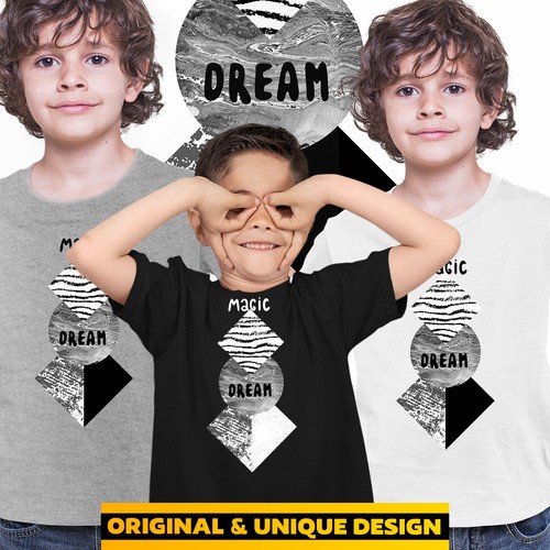 Magic-Dream Abstract geometry shapes with watercolor and grunge Unisex T-Shirt - Picture 21 of 28