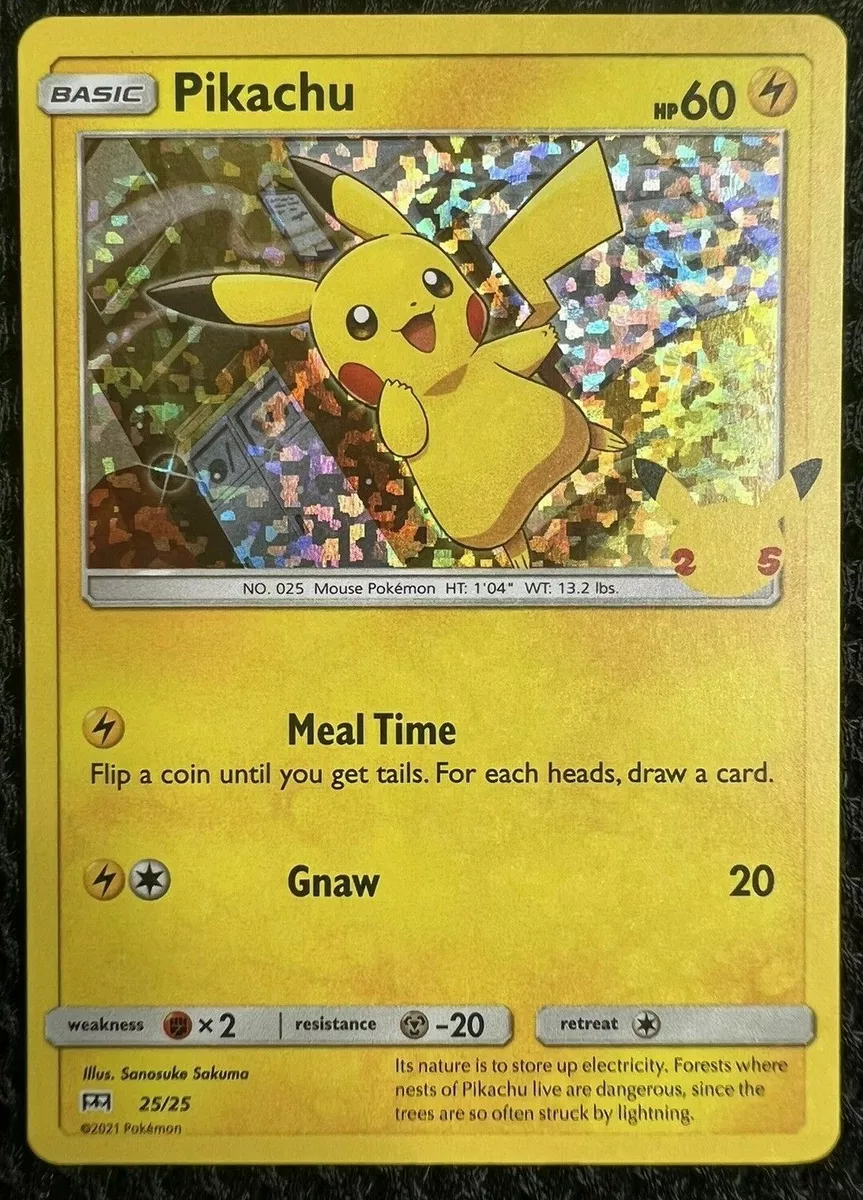 Pikachu Tcg Carta Foil Holográfica Edição Especial Aniversário 25