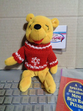 Disney Holiday Winnie the Pooh Bean Bag Plush 8    SNOWFLAKE SWEATER POOH
