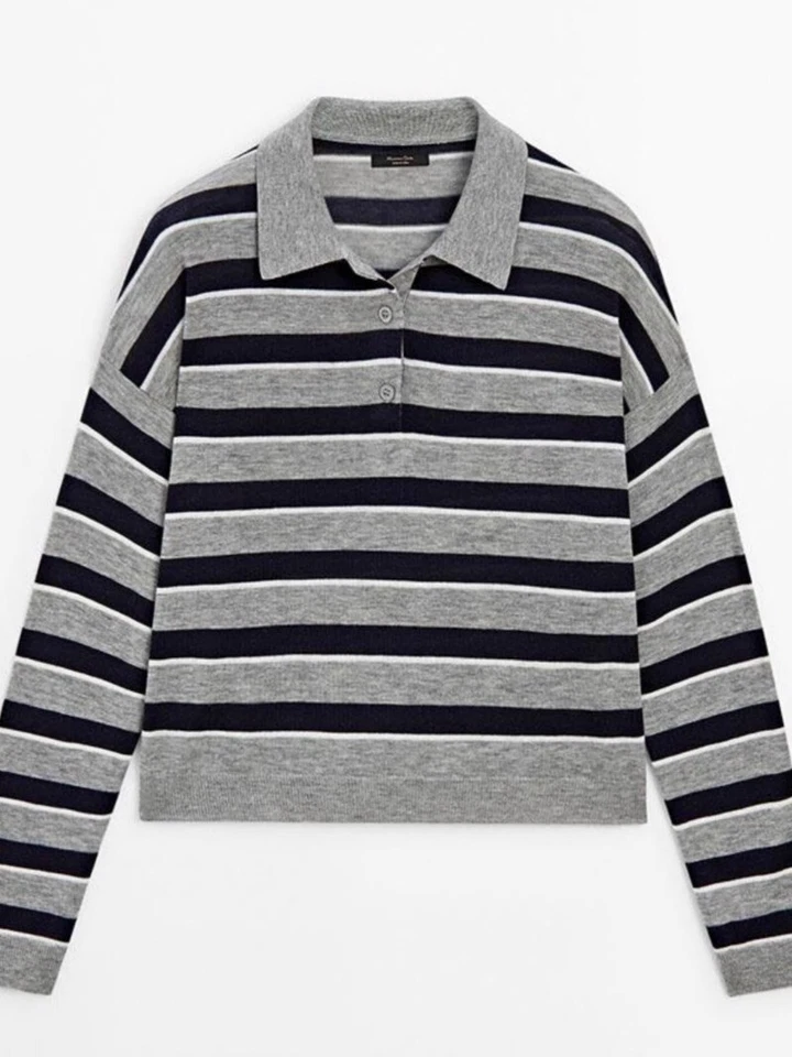Massimo Dutti Striped Wool Blend Sweater for Women - Image 4 of 4