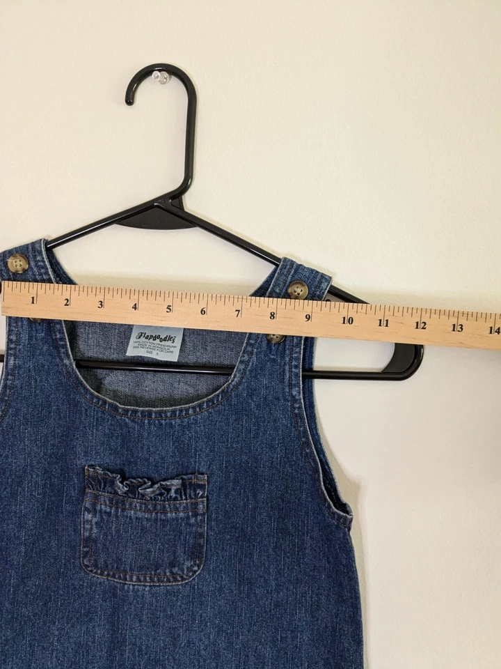 Vestido Jersey FLAPDOODLES Talla 5 Denim Azul Botones Jean Niñas 100% Cuna Preencogido Foto 3 de 4