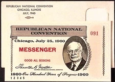1960 Republican National Convention Chicago All Session Messenger Ticket Cover