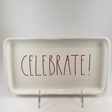 White Rae Dunn Tray "Celebrate" 9" X 5"