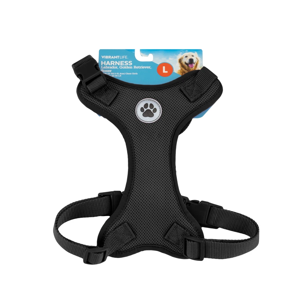 Dog Harness, Adjustable Mesh, Reflective Dog Walking Pet Harness, Black