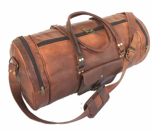  Leather Bag travel Extra Large luggage vintage overnight weekend duffel Gym Bag - Afbeelding 1 van 6