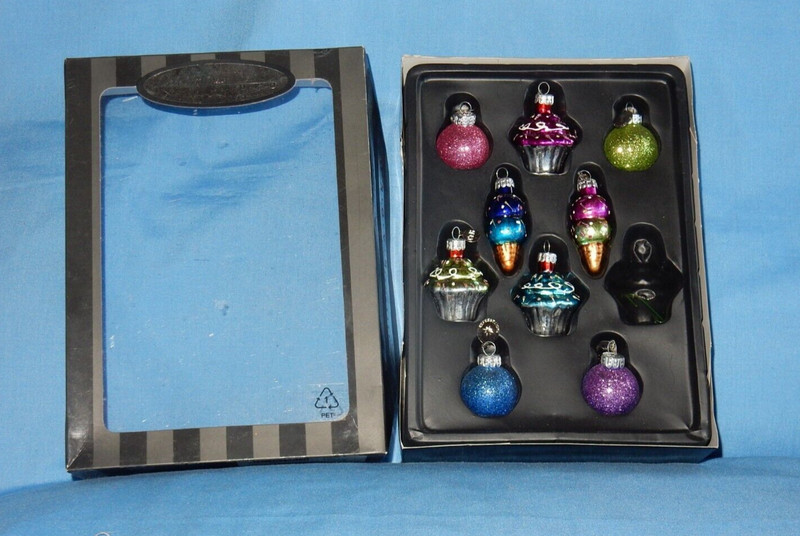 Celebrations by Radko 2012 Mini Ornament Cupcakes Ice Cream Cones & Balls in Box