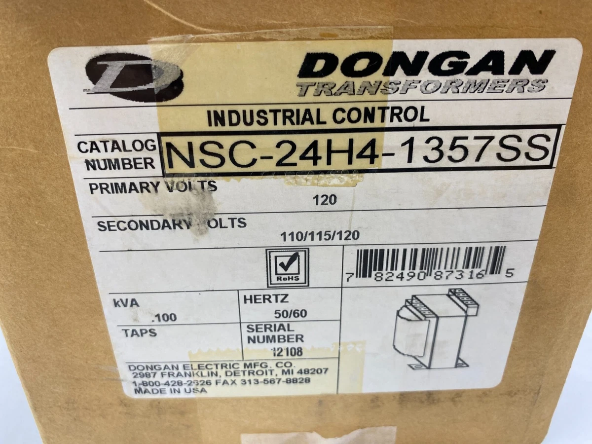 Dongan NSC-24H4-1357SS Control Transformer .100kVA PRI 120V SEC  110/115/120V | eBay