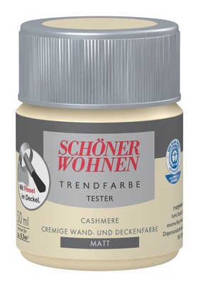 Schöner Wohnen Trendfarbe Wandfarbe Deckenfarbe cashmere Farbtontester 50 ml