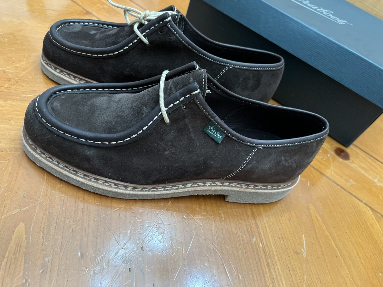 SAOLA Made In France 11 5 US (44 5 EU) PARABOOT MICKA ARIO MARRONE camoscio