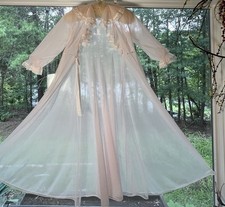 Vintage 60 s SHADOWLINE DLB NYLON PINK LONG LINGERIE ROBE SMALL 112 Span READ