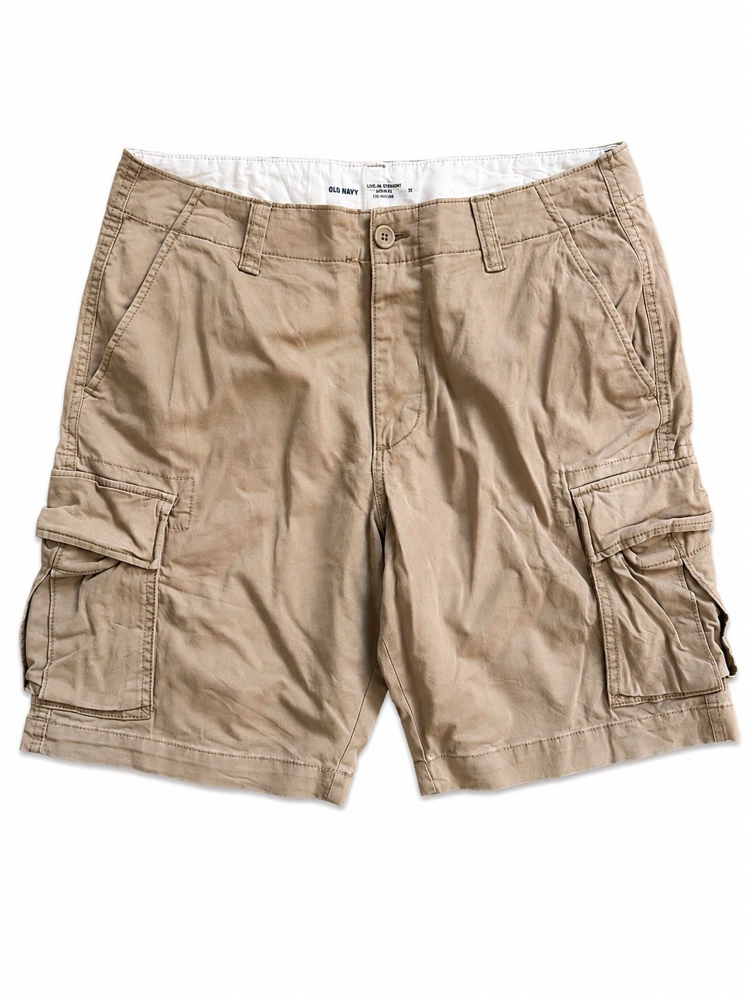Old Navy Cargo Shorts Mens Size 33 Beige Built-In Flex Lived In Straight Stone