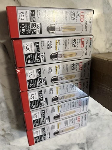 Satco S21350 - 8 Watt LED T10 Clear LED Bulbs - 2700K - 120 Volt (6 pack) - Picture 2 of 6