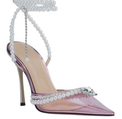 MACH & MACH Diamond of Elizabeth Pumps Women's Pink Pearl Pointed EU 36.5 US 6.5
