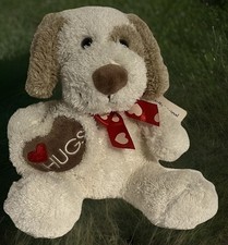 Dan Dee Plush Puppy Dog Hugs Heart 10  Stuffed Animal Love Soft Tan Cream