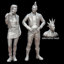 1/35 Scale Punk Rock Couple Figures Street Rebel Set w Alt Head Resin Miniatures