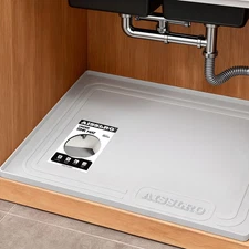 Under Sink Mat 28" X 19", Waterproof Silicone under Sink Mats for Kitchen, Anti-