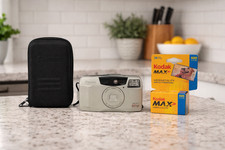 Canon-Sure Shot 60 Zoom Point Shoot- 35mm Camera -Silver- Tested w/Case Film