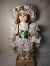 Vtg Show Stoppers Young Ladies 16" Victorian Girl Porcelain Doll w/adj stand