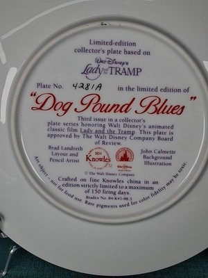 Walt Disney Collector Plate LE #4281A ~ Lady & the Tramp 
