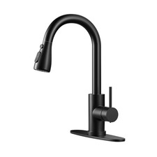 Grifo De Cocina Comercial Negro Mate Con Placa De Cubierta Estilo Lujo