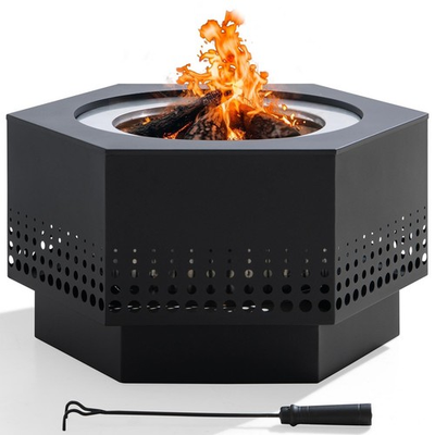 #ad SUNJOY 28 Inch Smokeless Hexagonal Wood Burning Fire Pit with Cover amp; Poker $416.99