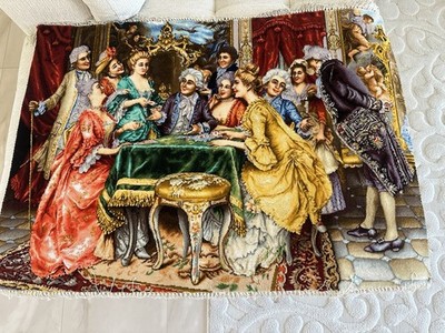 Vintage Decorative Multicolor Persian Handwoven silk warp Rug -Pictorial Design 