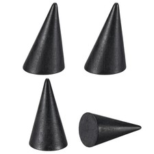 Wood Cone Ring Holder, 4 Pcs Finger Jewelry Display Stand, Black 48x30mm 