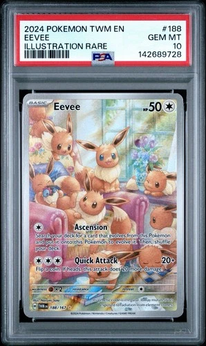 PSA 10 GEM MINT Eevee 188/167 Sv06: Twilight Masquerade Illustration Rare Holo