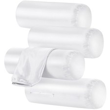 4 Pack 16 x 6 Inches White Neck Roll Pillow Case Cover Only Round Bolster Cer...
