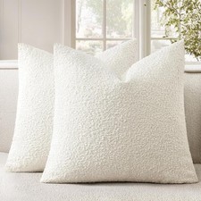 Pack of 2 20x20 Inch Decorative Boucle Throw Pillow Covers Textured Square Pi...