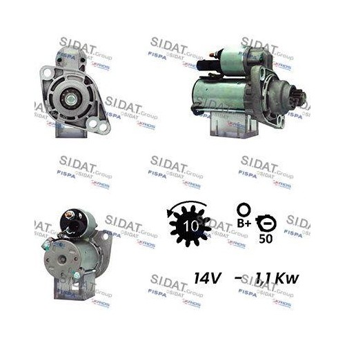 Démarreur Sidat S12VA0094 à couple élevé pour allumage instantané Audi et VW