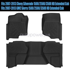 For 2007-2013 Chevy Silverado Gmc Sierra Extended Cab Tpe Floor Mats Liners 3pcs