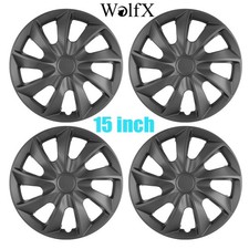 15 Inch Matte Black Wheel Covers Snap On Hub Caps For R15 Tire Steel Rim 4pcs