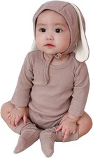 Baby Bunny Outfit Baby Boys Girls Easter Outfits Bodysuit Romper with 3D Bunny