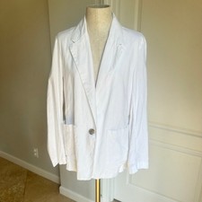 A New Day Classic White Linen-Blend Blazer Sz M