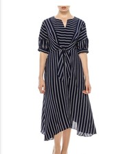 London Times Dress Womens 10 Blue Stripe Nautical Coastal, Work , Office, Church