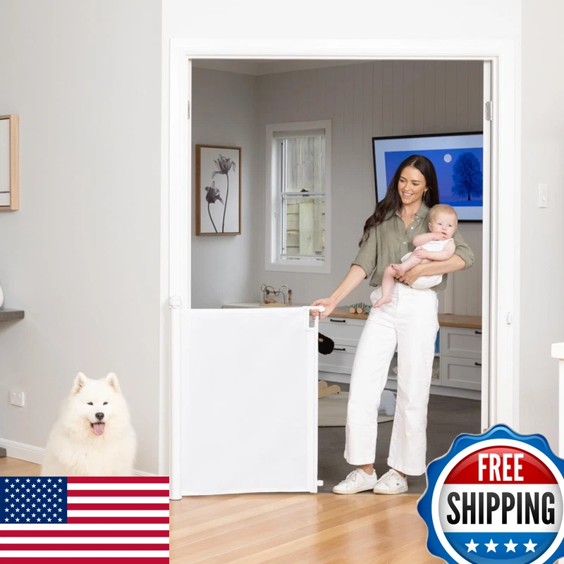 Perma Child Safety Indoor Outdoor Ultimate Retractable Baby Gate 38.6 Tall