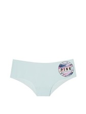 Victoria's Secret PINK No-Show Cheekster Panty Light Blue w Graphic