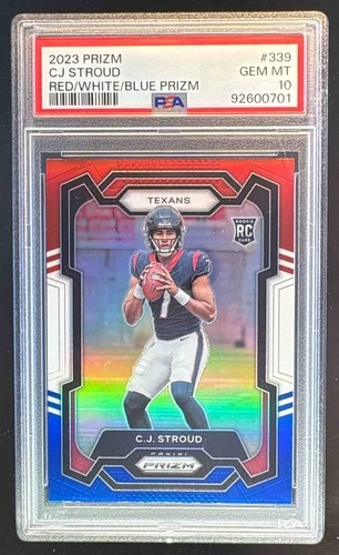 92600701 C.J. Stroud 2023 Panini Prizm #339 Red White and Blue Rookie RC PSA 10