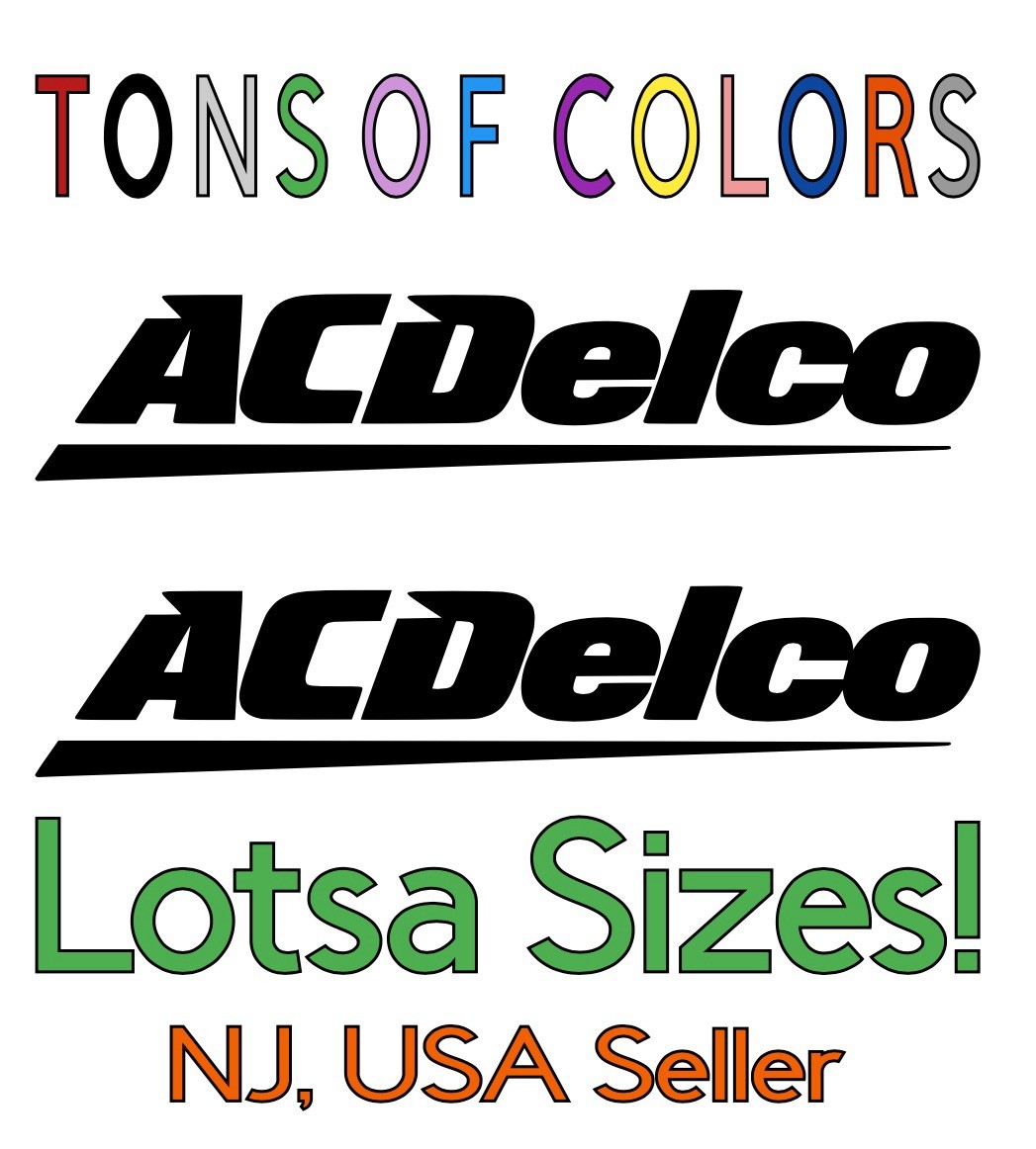 USA AC Delco看板 TWO AC Delco Die Cut Vinyl Decals Single Color Chevy Buick Olds