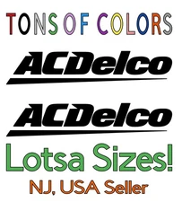 TWO AC Delco Die Cut Vinyl Decals Single Color Chevy Buick Olds Pontiac Caddy GM
