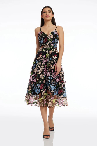 NEW, Dress The Population Maren Carnation Floral Dress in multi Sz L #MD1853