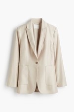 H M Classic Beige Women s Blazer Single Button Size L Formal Business